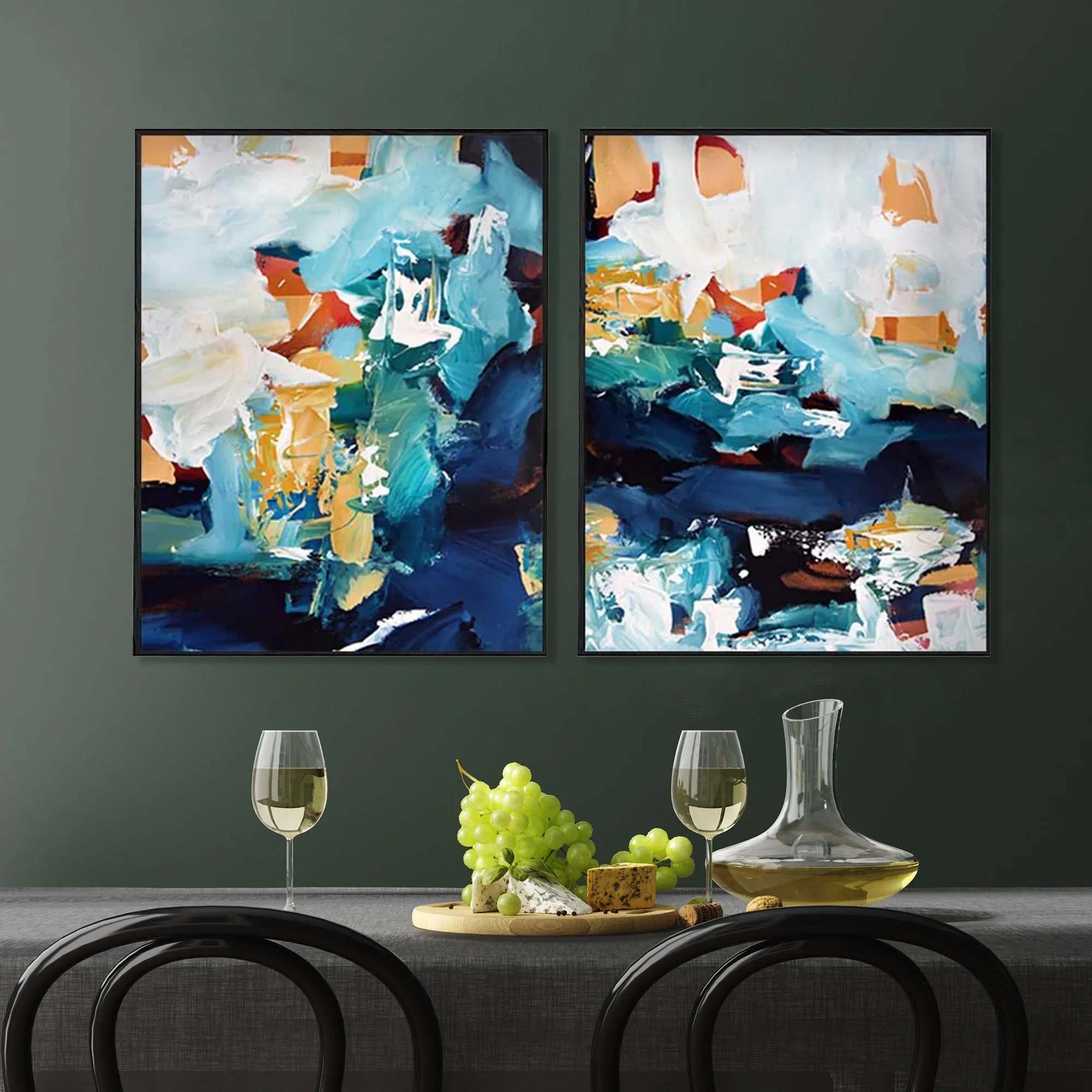 Abstract Colours Canvas Set Of 2