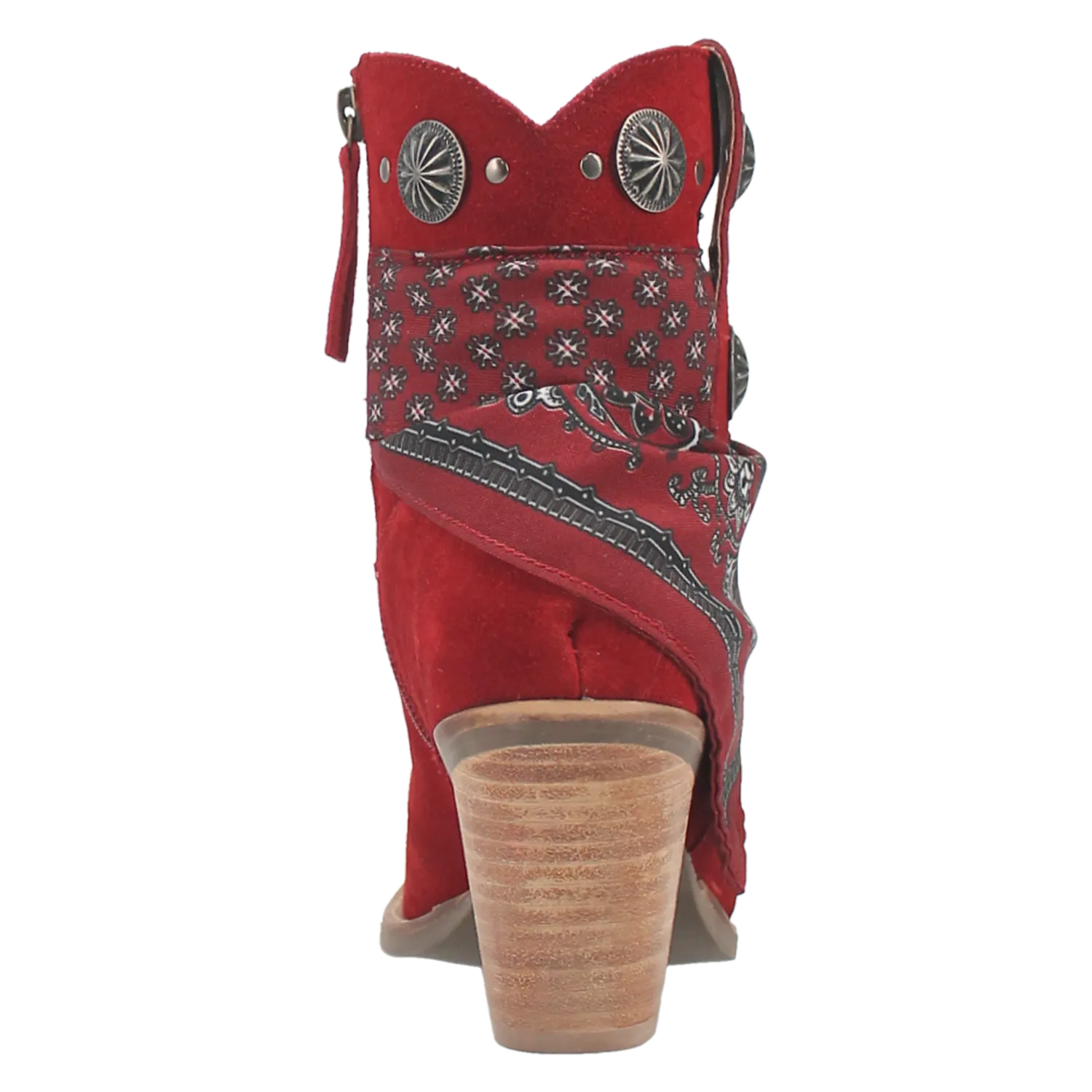 Bandida Red Suede Silver Concho Bandana Wrapped Booties (DS)
