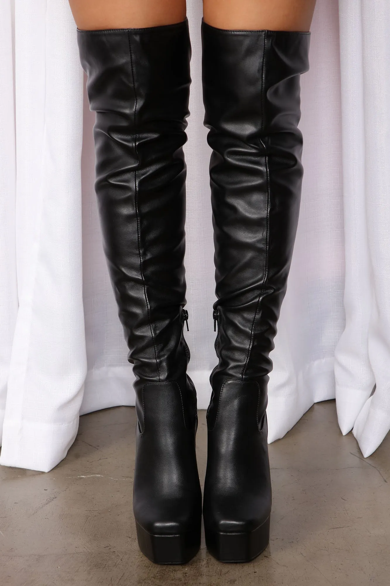Be My Muse Over The Knee Boots - Black