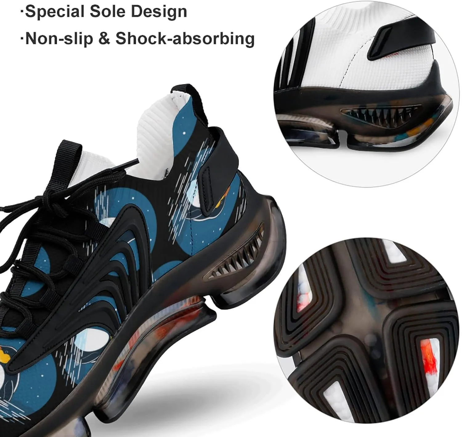 Cartoon Penguin Mens Sneakers Running Shoes Lightweight Athletic Shoes for Jogging Walking Gym