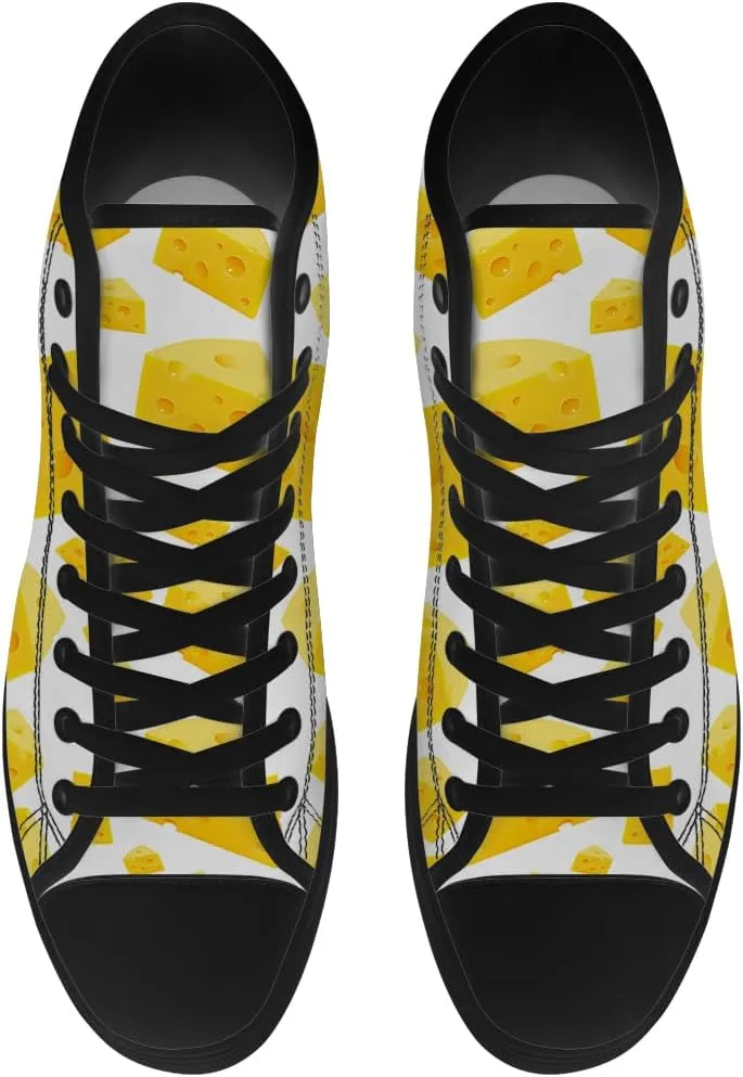 Cheese Shoes Cheese Lovers High Top Canvas Sneakers Lace Up Casual Walking Shoes Gifts for Men Women