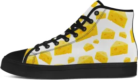 Cheese Shoes Cheese Lovers High Top Canvas Sneakers Lace Up Casual Walking Shoes Gifts for Men Women