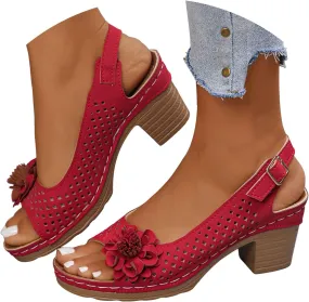 Chunky Heels for Women Wide Feet Dressy Summer Comfortable Platform Wedges Open Toe Ankle Strap Low Heel Sandals Casual Hollow Out Block Heels Dress Sandals