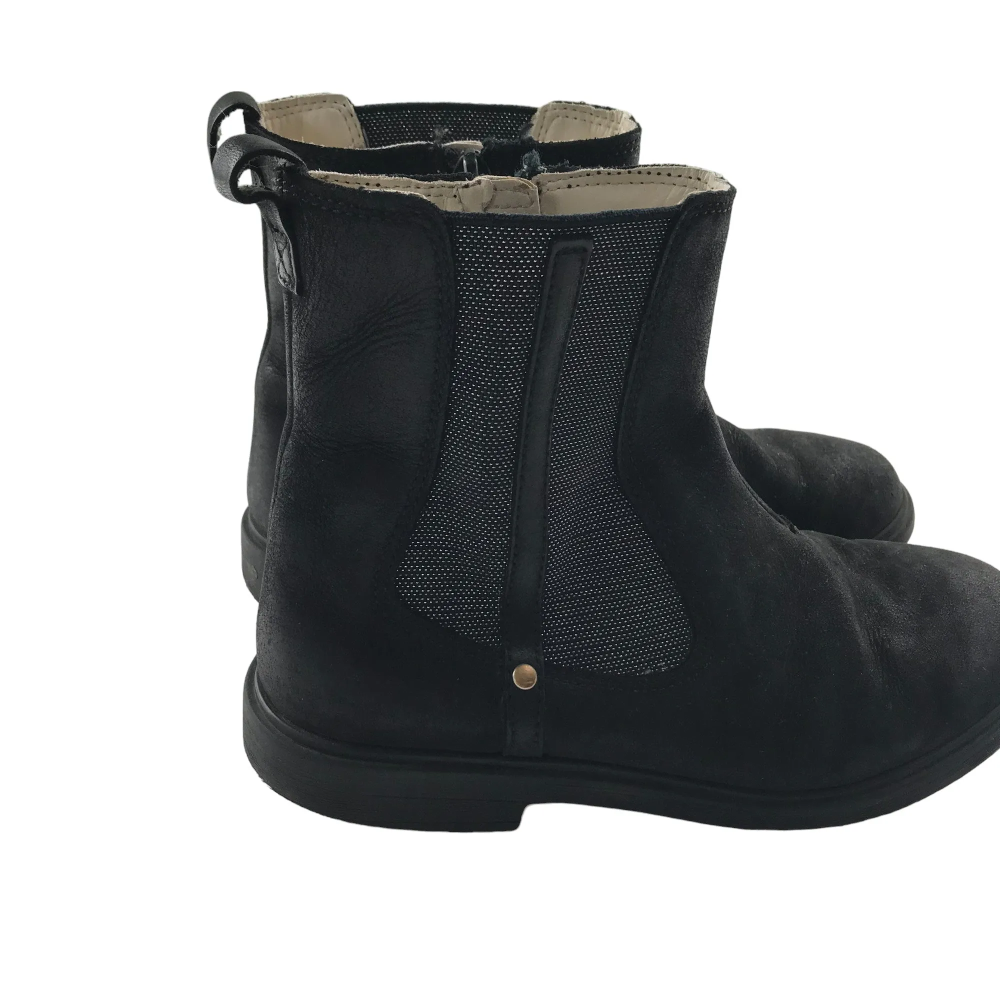 Clarks boots shoe size 1F black leather ankle boots with sparkly side details