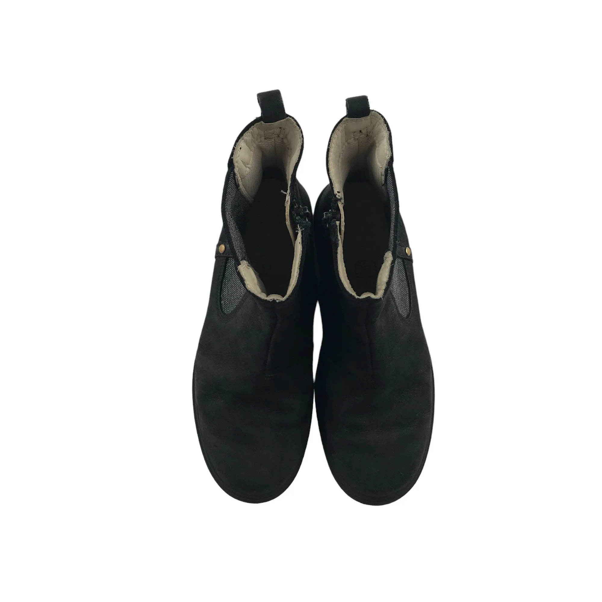 Clarks boots shoe size 1F black leather ankle boots with sparkly side details