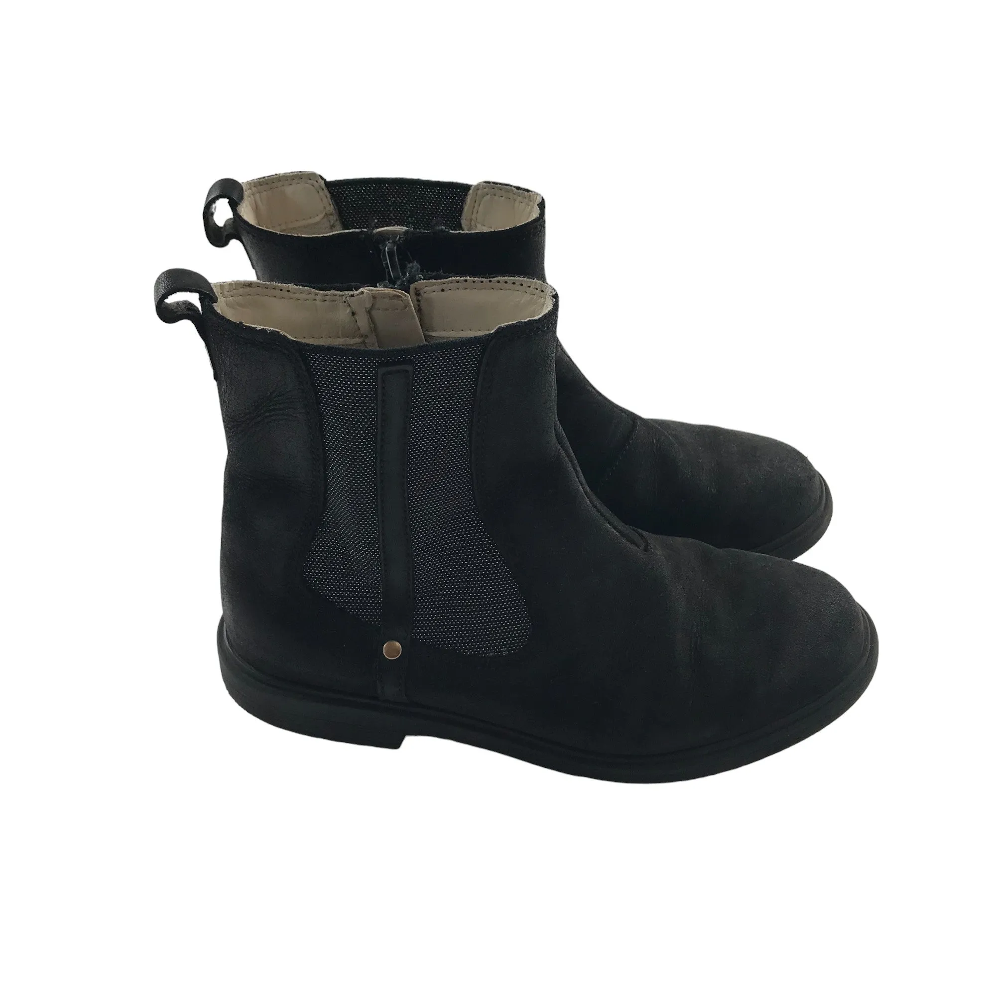Clarks boots shoe size 1F black leather ankle boots with sparkly side details