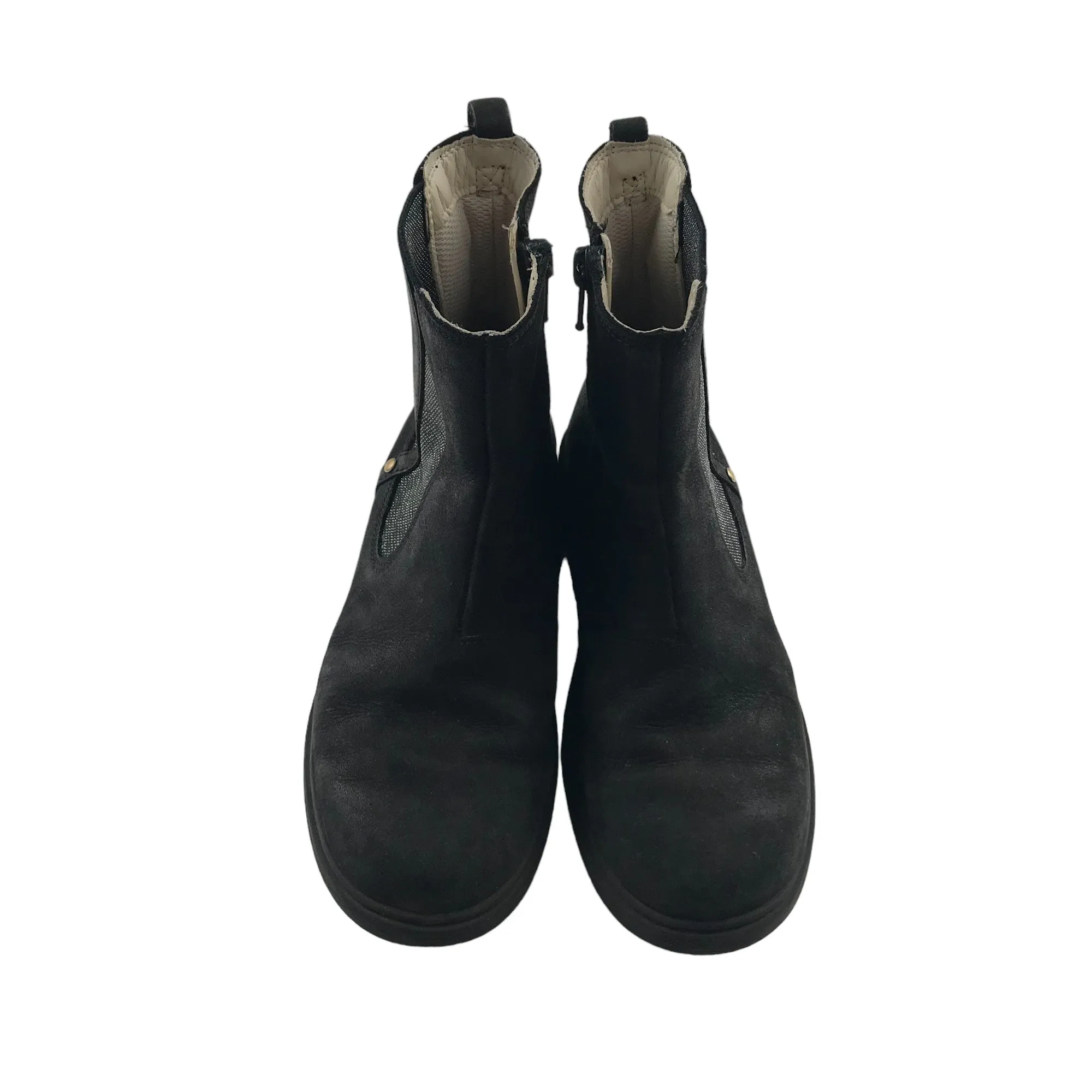 Clarks boots shoe size 1F black leather ankle boots with sparkly side details