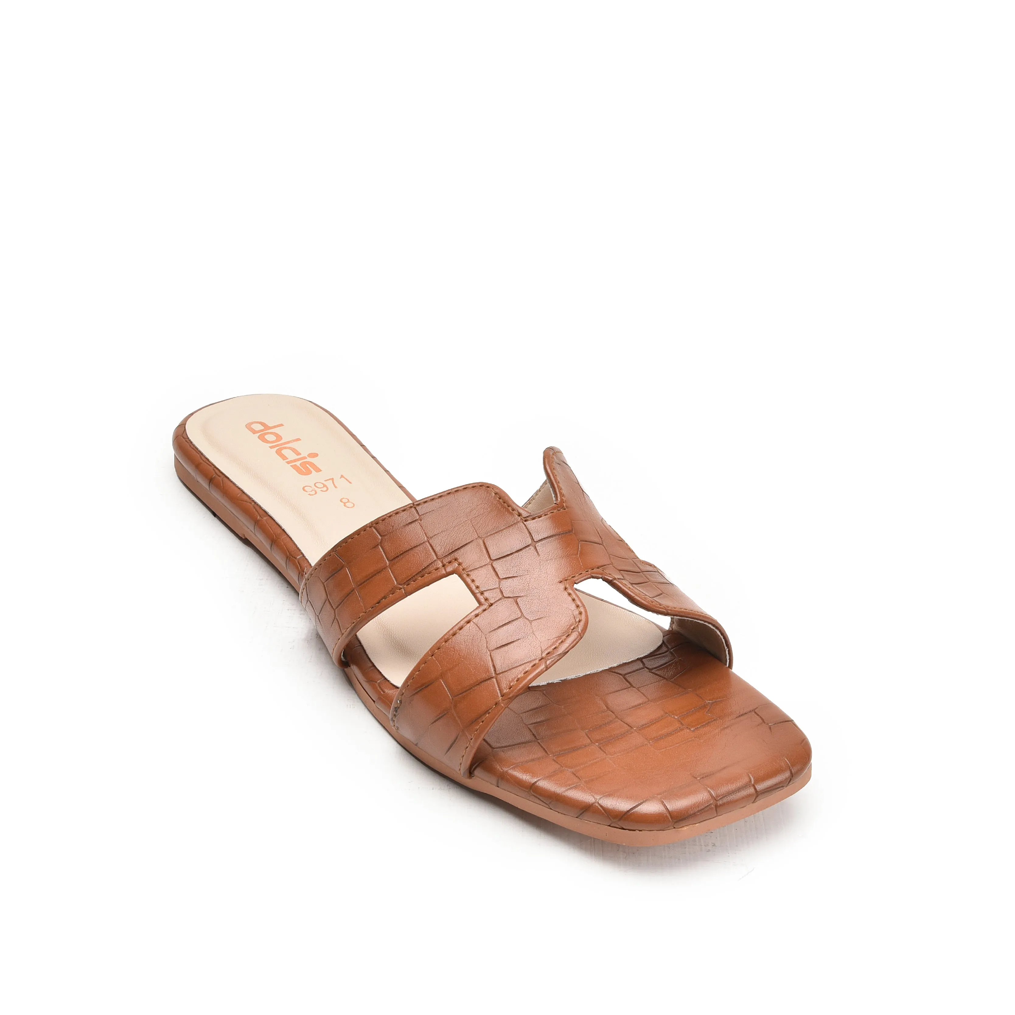 Classic Brown Croc-Embossed Flats | 544L-B