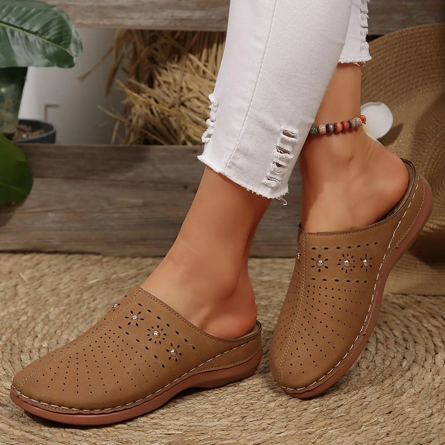 Clogs for Women Mules Slip-On Closed Toe Clog Comfortable Orthopedic Sandals Slingback Soft Cushion Slippers Beach Walking Shoes for Summer Outdoor Casual
