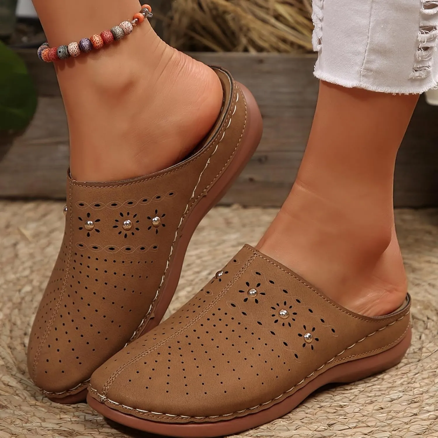 Clogs for Women Mules Slip-On Closed Toe Clog Comfortable Orthopedic Sandals Slingback Soft Cushion Slippers Beach Walking Shoes for Summer Outdoor Casual