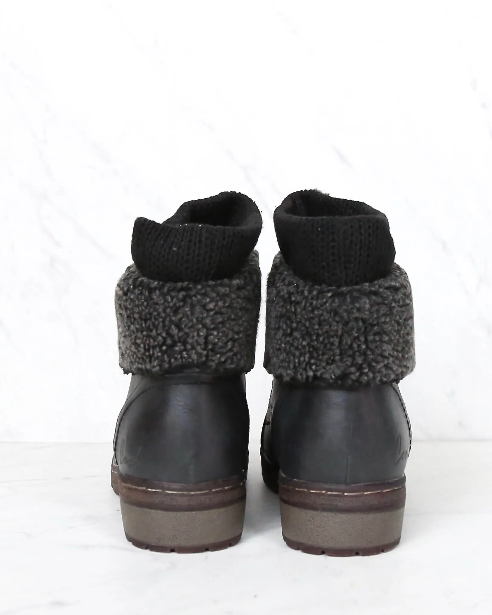 Coolway Betta Leather Knit Sweater Cuff Ankle Boots - Available in Multiple Colors