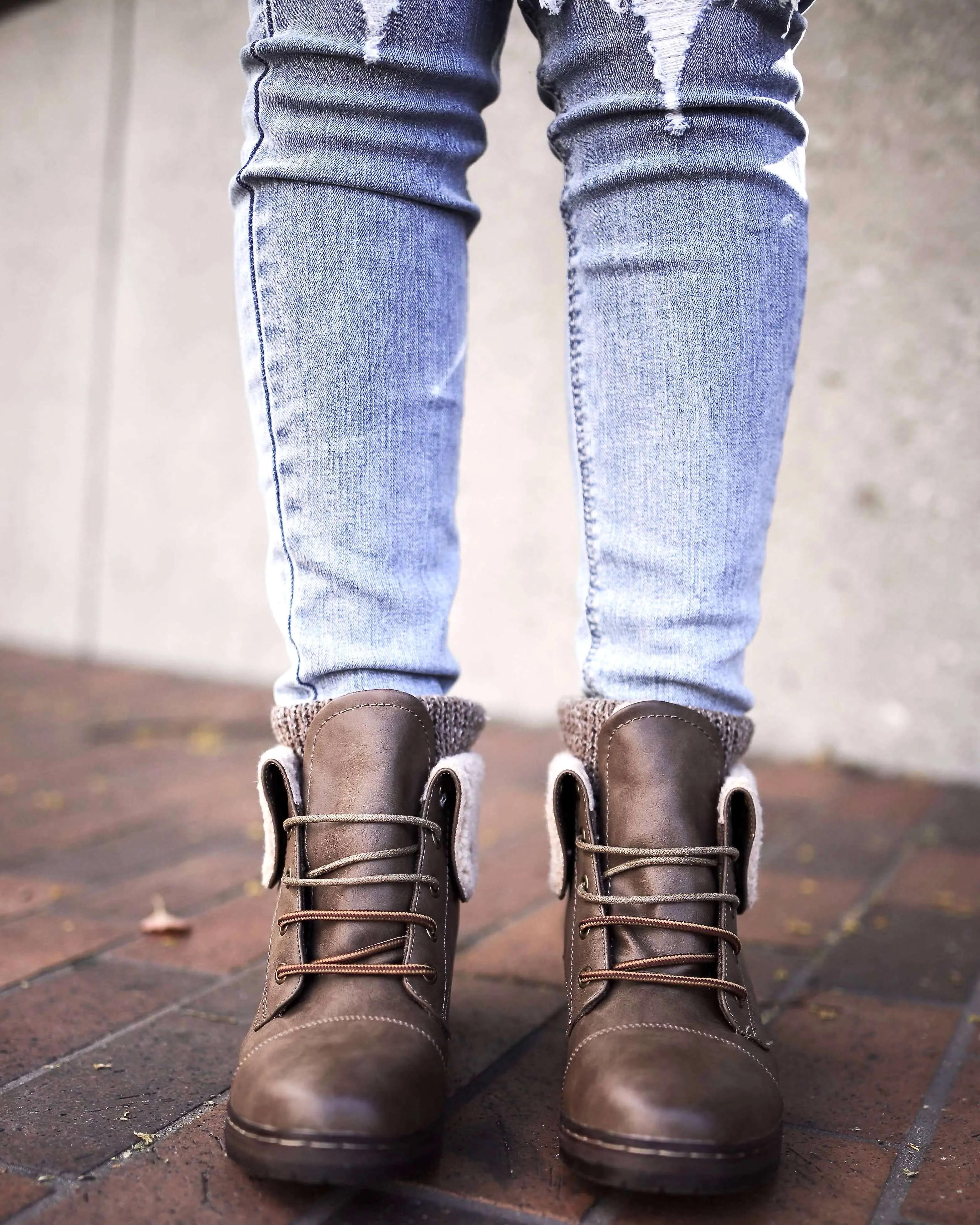 Coolway Betta Leather Knit Sweater Cuff Ankle Boots - Available in Multiple Colors