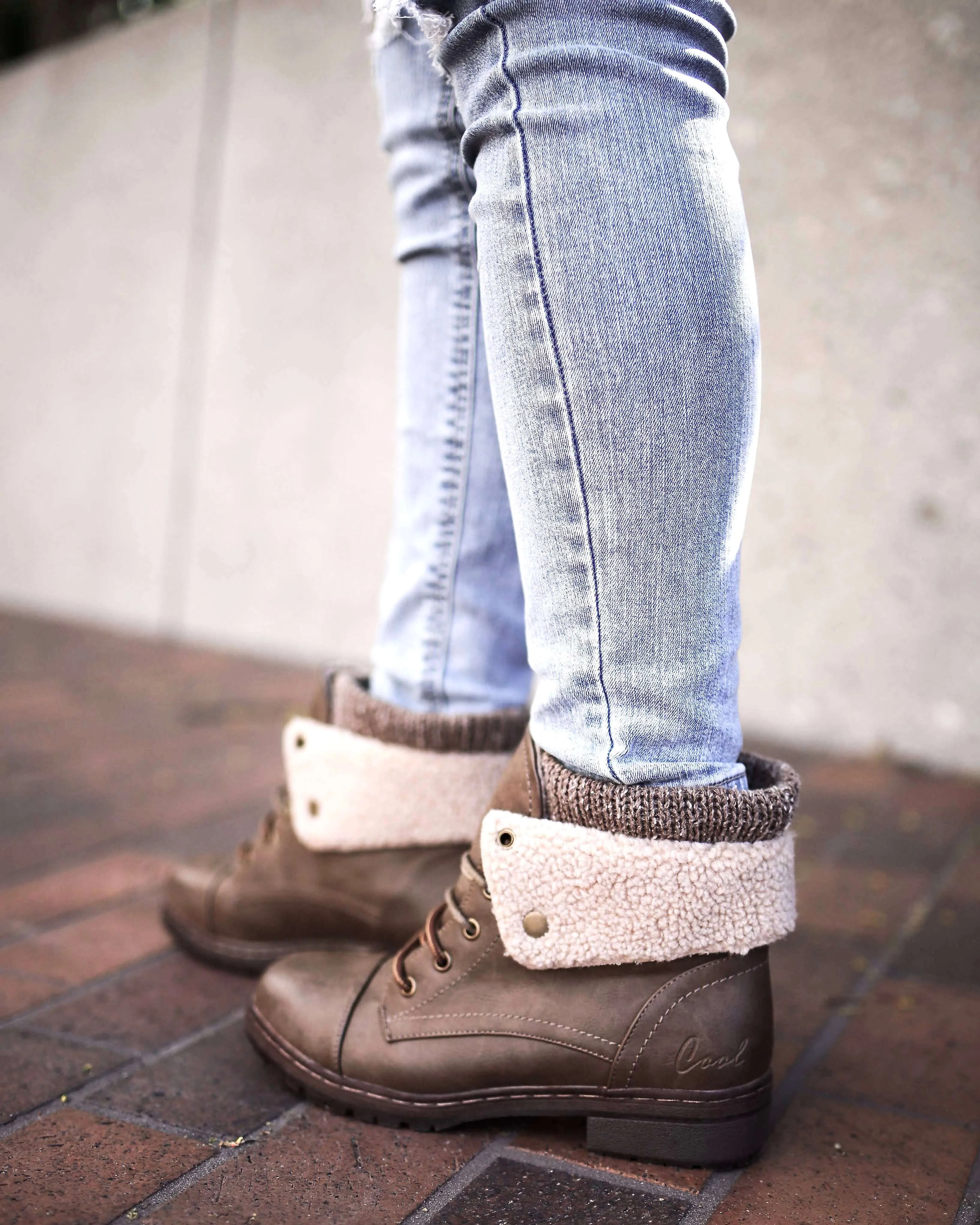 Coolway Betta Leather Knit Sweater Cuff Ankle Boots - Available in Multiple Colors