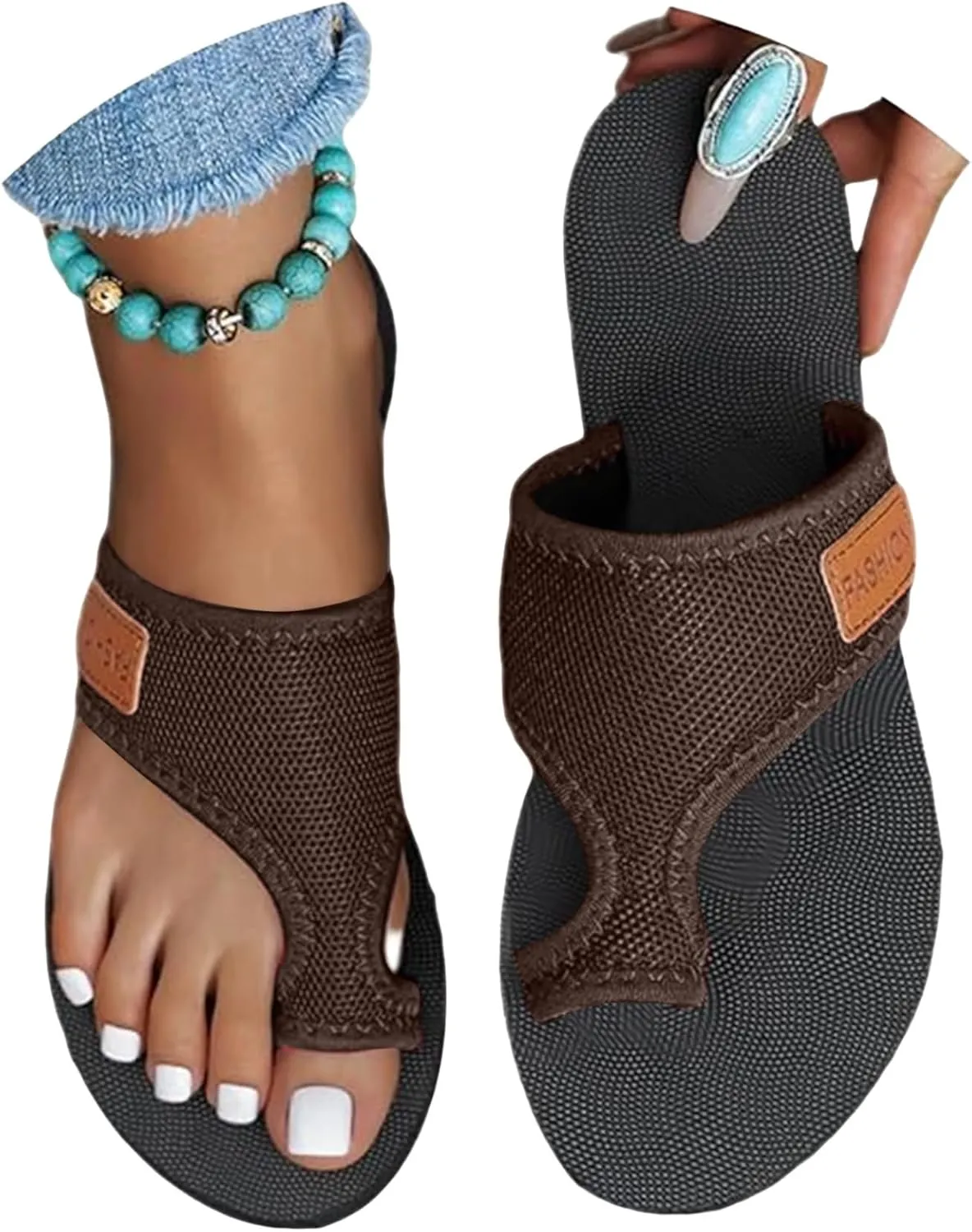 Fanyil Women's Comfy Orthotic Sandals, Summer Sandals for Women 2025 Comfortable Breathable Mesh Hollow Slide Sandal