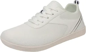 Flat Sneakers for Women Casual Slip On Walking Shoes Tennis Lightweight Gym Sneakers Womens Mens Breathable Mesh Knit Walking Sneaker On Feet All Day White