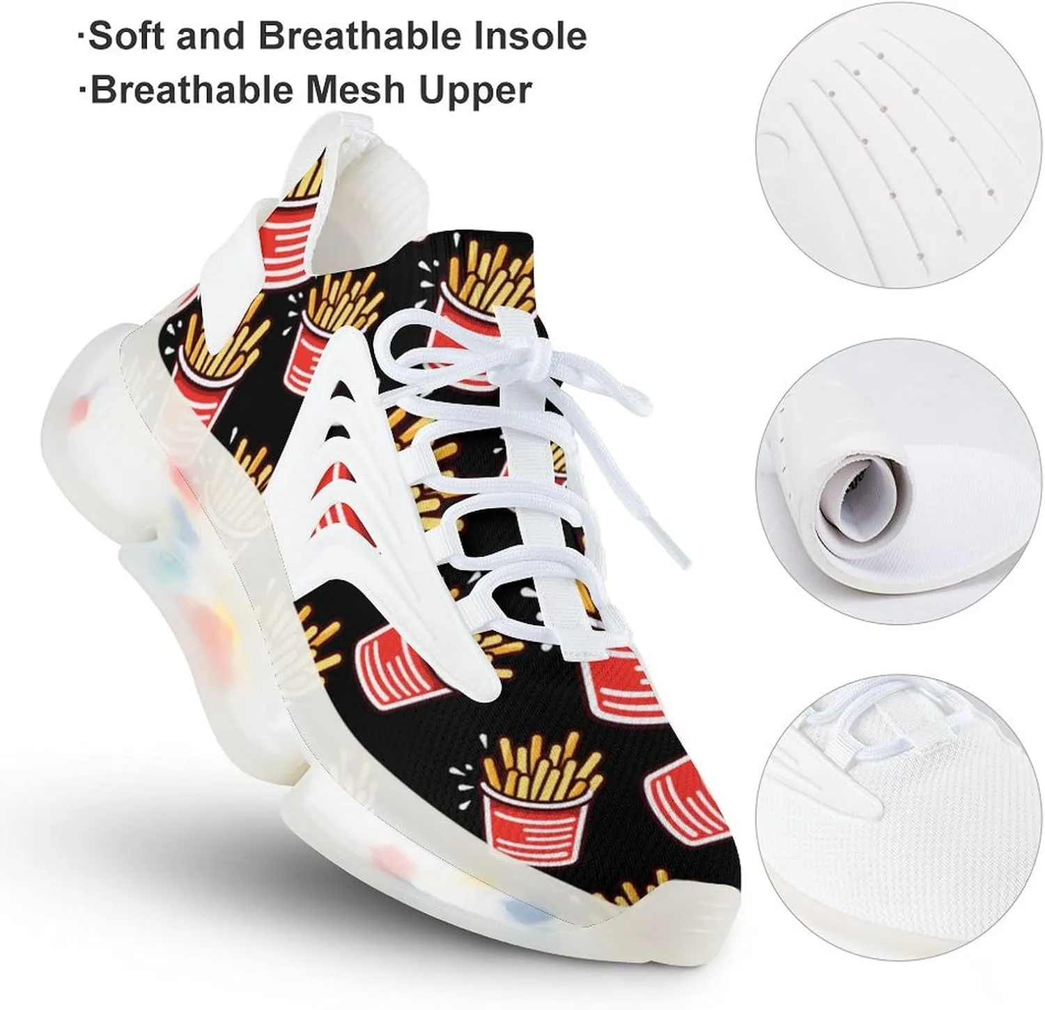 French Fries Mens Sneakers Running Shoes Lightweight Athletic Shoes for Jogging Walking Gym