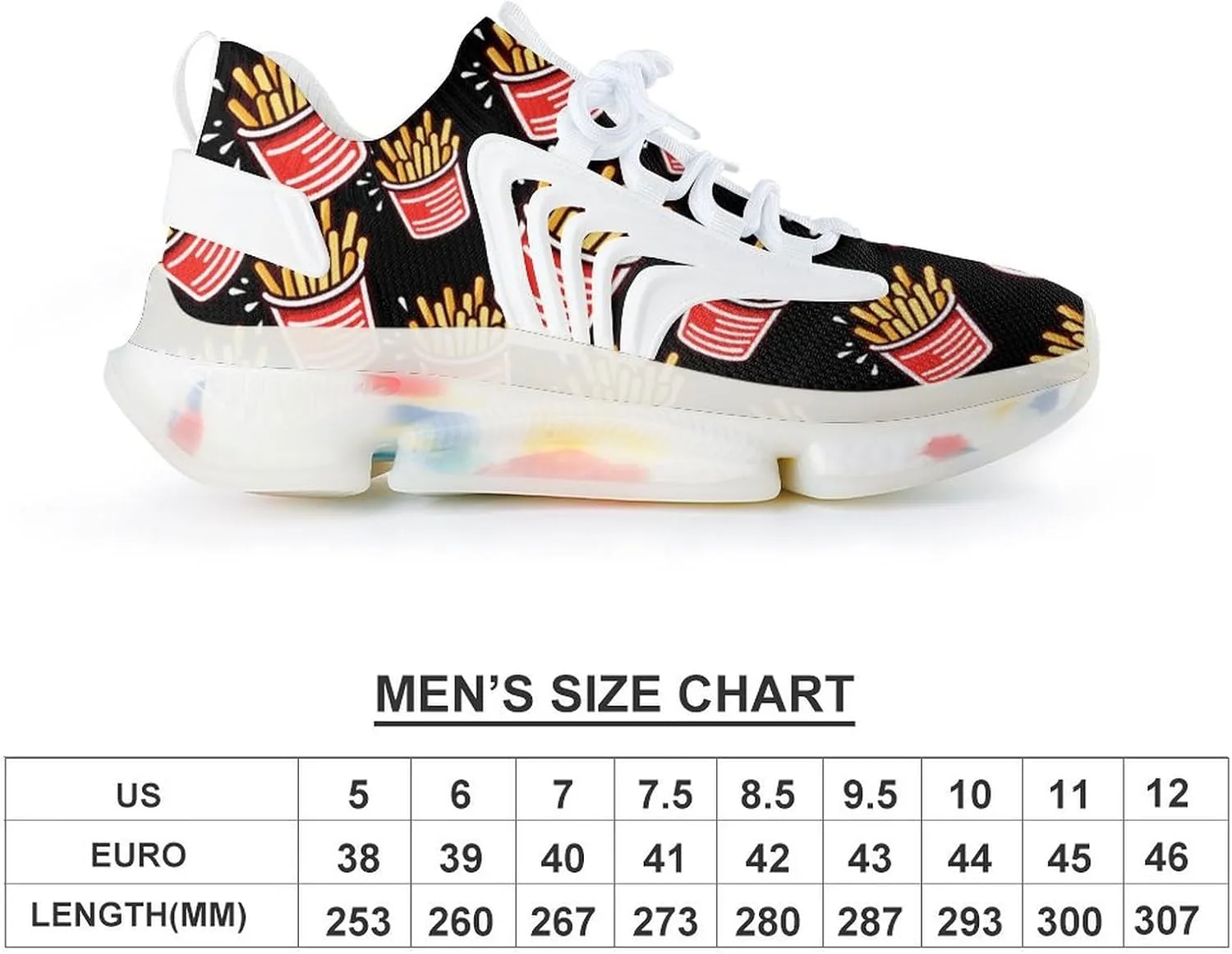 French Fries Mens Sneakers Running Shoes Lightweight Athletic Shoes for Jogging Walking Gym
