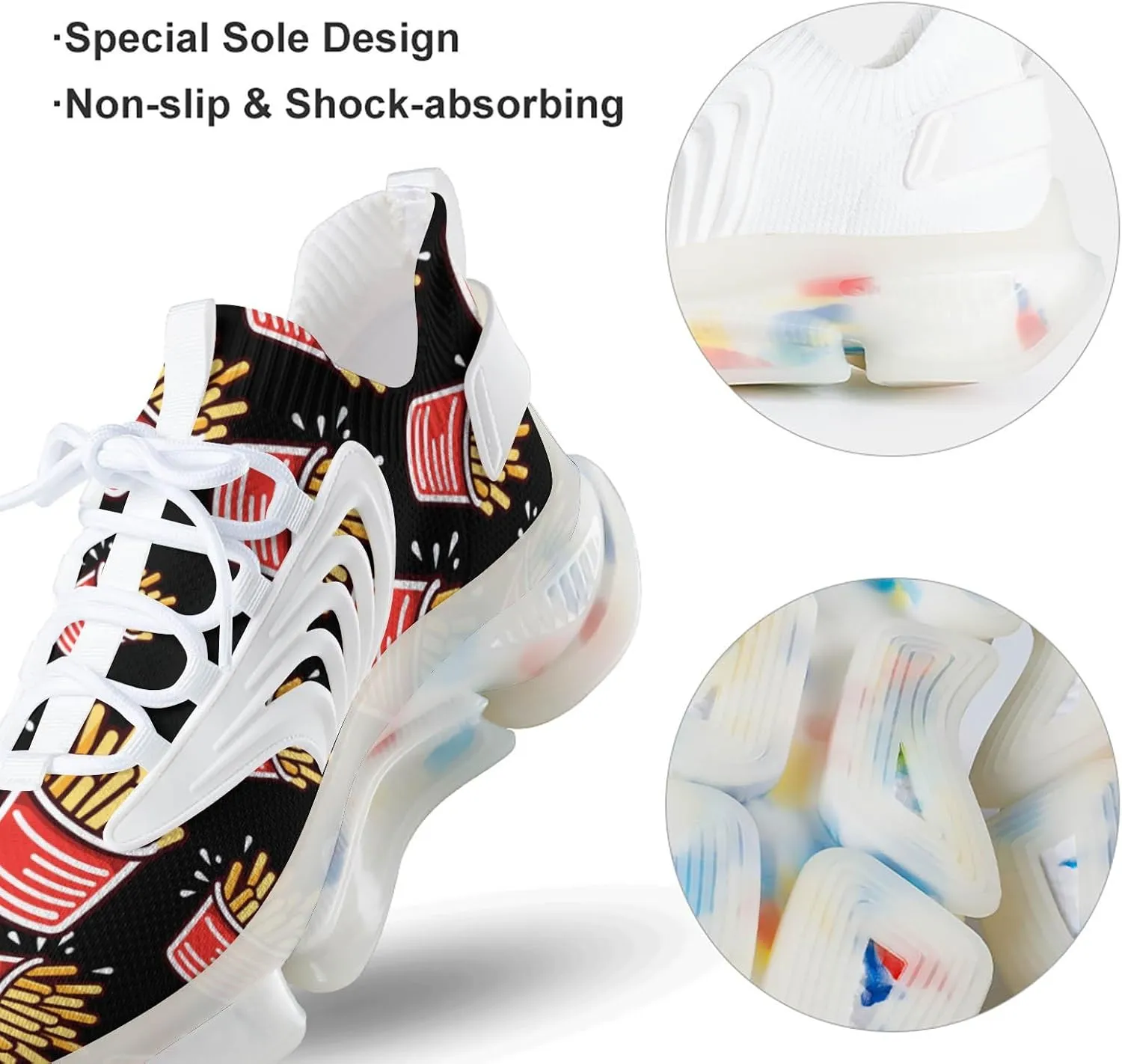 French Fries Mens Sneakers Running Shoes Lightweight Athletic Shoes for Jogging Walking Gym