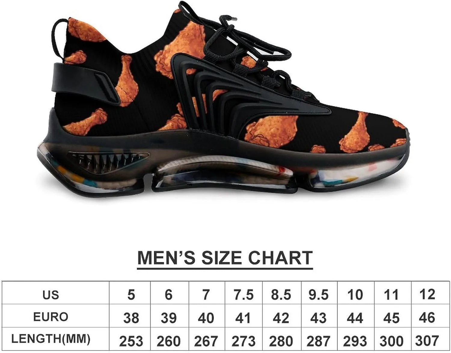 Fried Chicken Leg Print Mens Sneakers Running Shoes Lightweight Athletic Shoes for Jogging Walking Gym