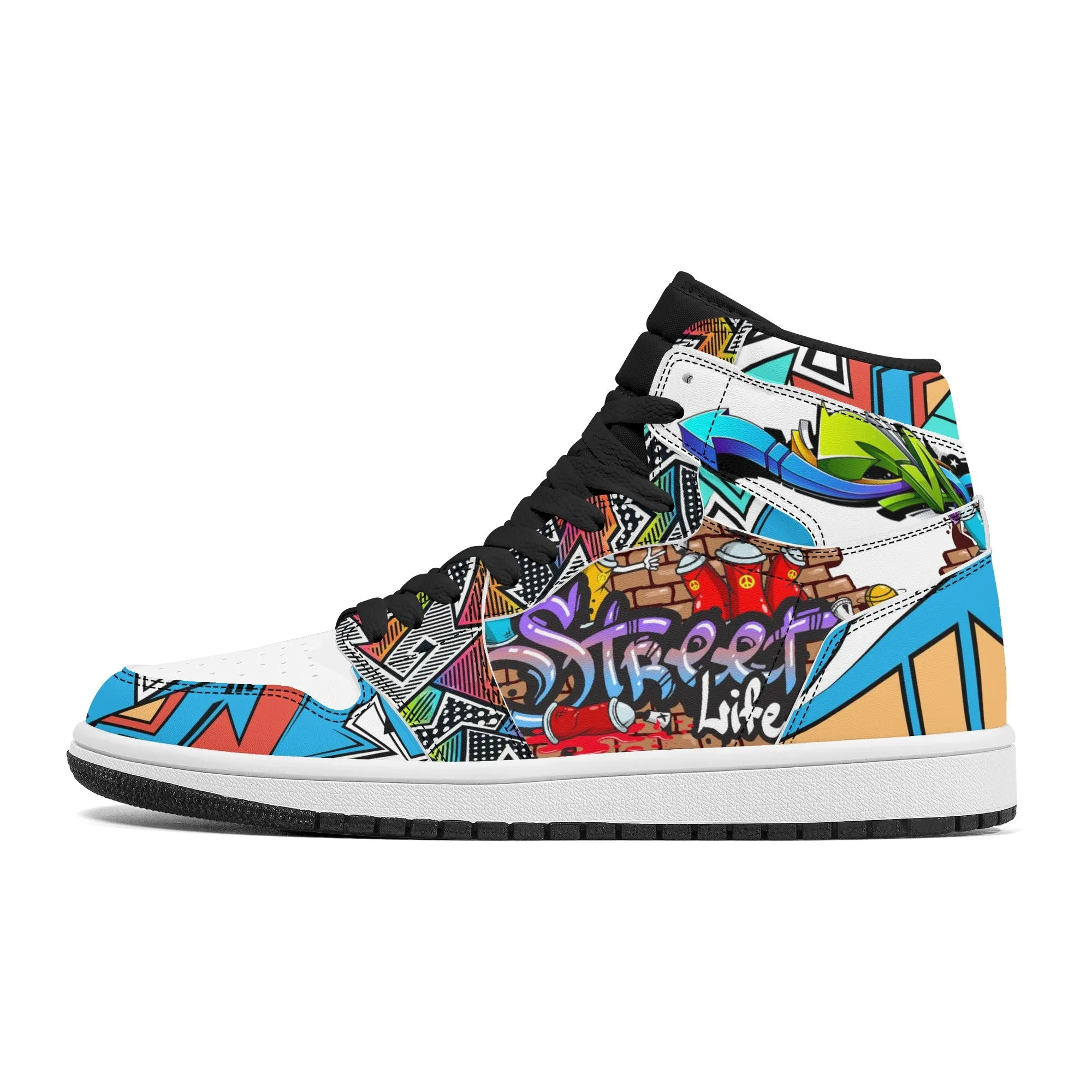 Graffiti High Top Leather Skateboard Sneakers
