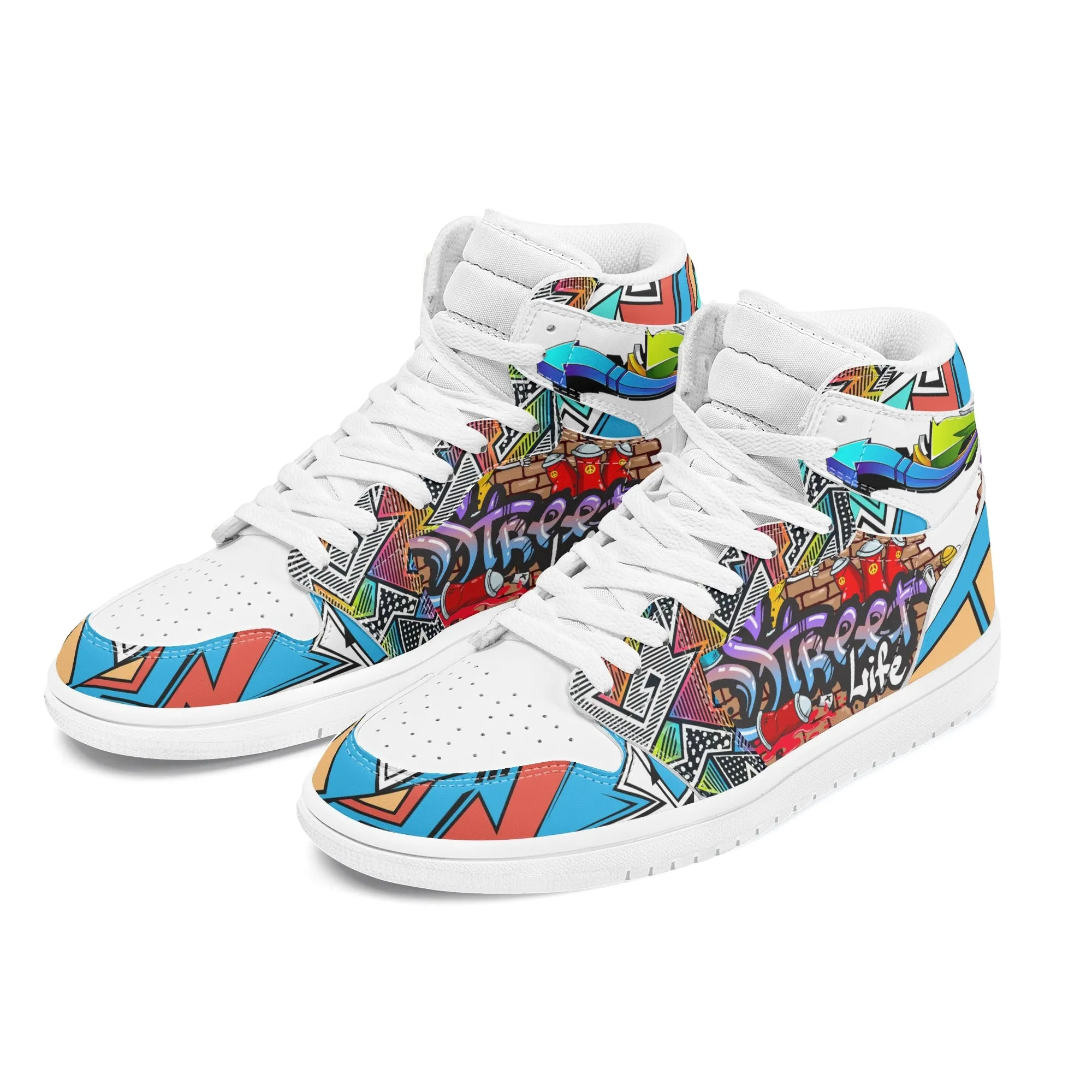 Graffiti High Top Leather Skateboard Sneakers