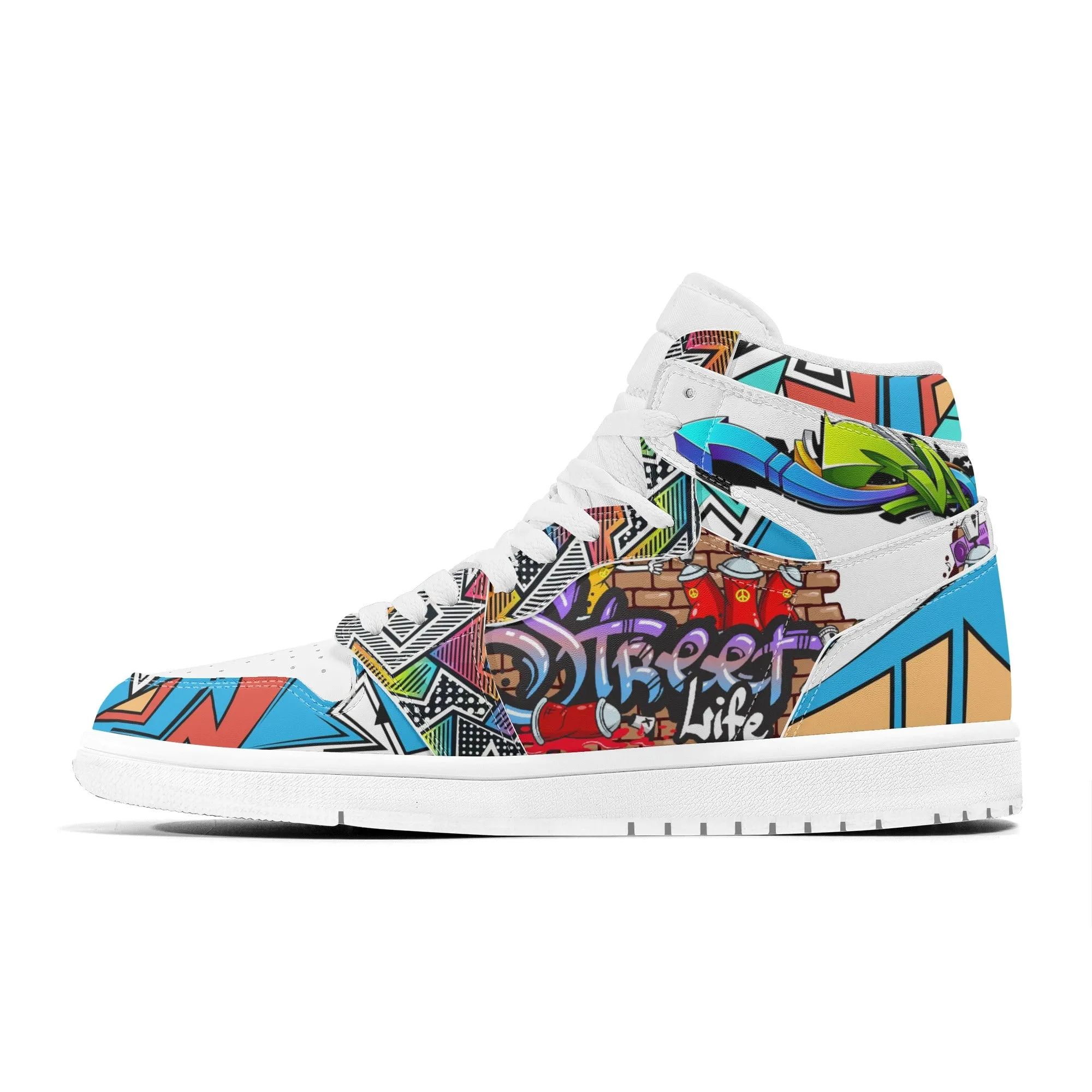 Graffiti High Top Leather Skateboard Sneakers