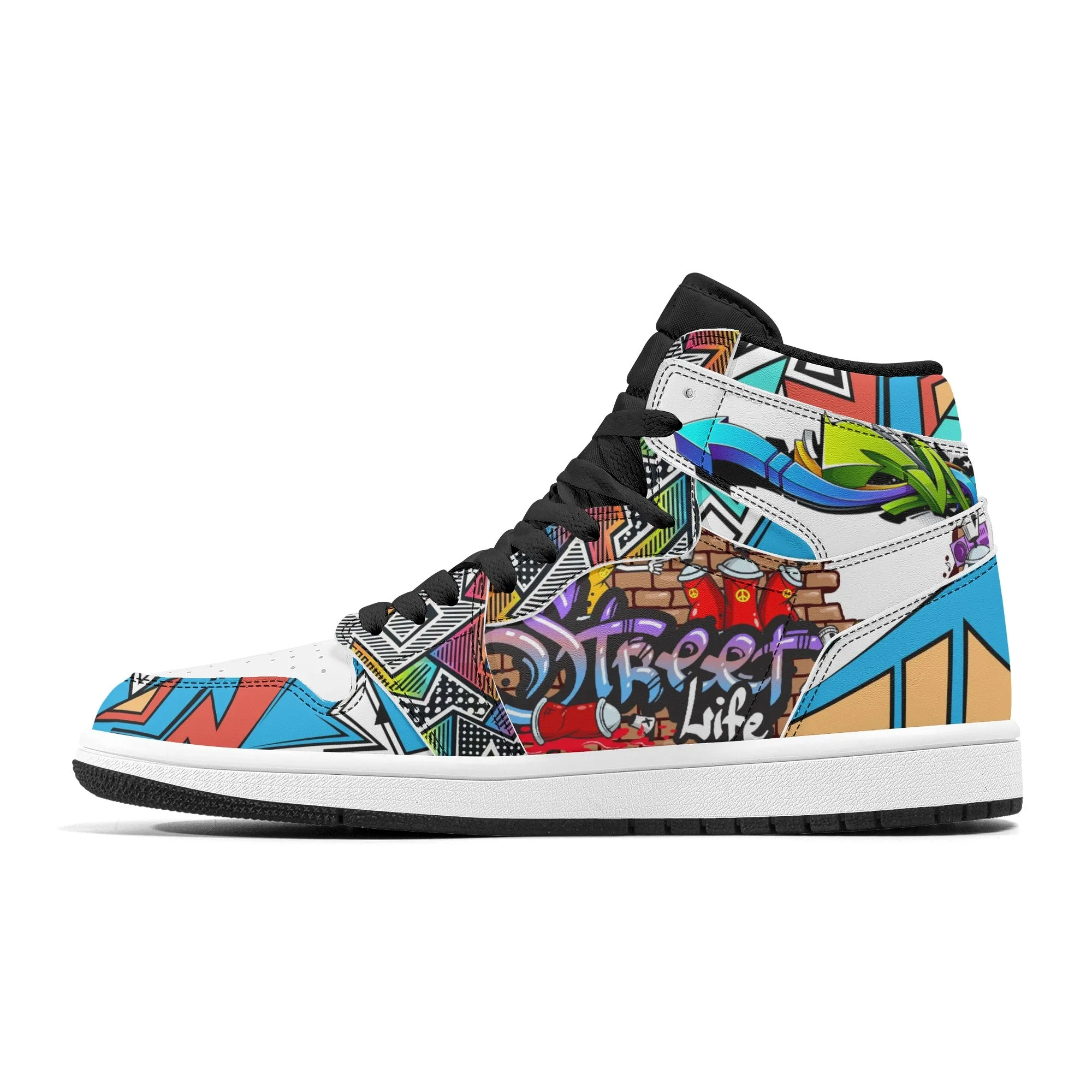 Graffiti High Top Leather Skateboard Sneakers
