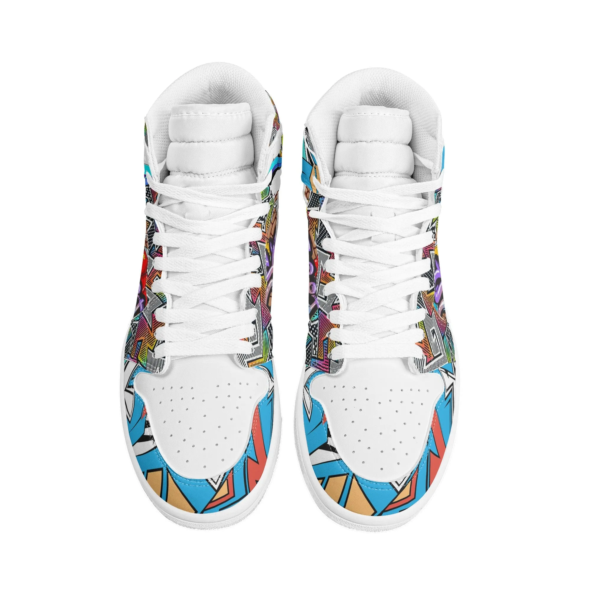 Graffiti High Top Leather Skateboard Sneakers