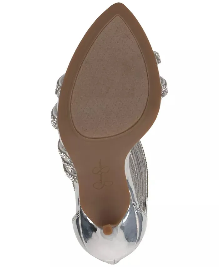 Jessica Simpson Winifield Silver Strap Sandals Women High-Heel Prom Wedding Pump