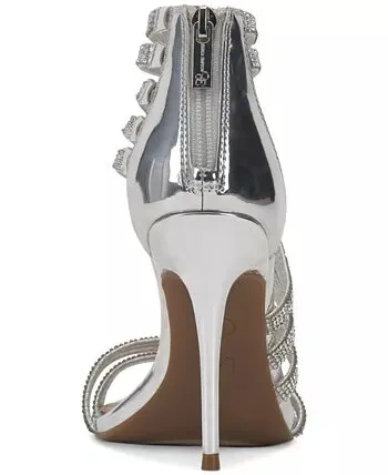 Jessica Simpson Winifield Silver Strap Sandals Women High-Heel Prom Wedding Pump
