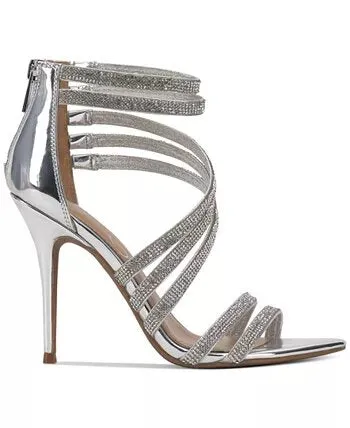 Jessica Simpson Winifield Silver Strap Sandals Women High-Heel Prom Wedding Pump