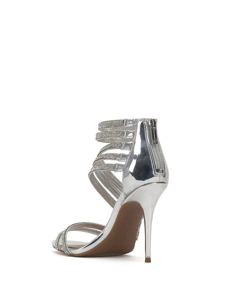 Jessica Simpson Winifield Silver Strap Sandals Women High-Heel Prom Wedding Pump