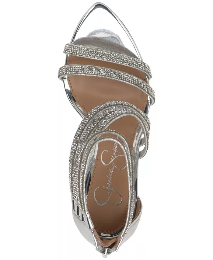 Jessica Simpson Winifield Silver Strap Sandals Women High-Heel Prom Wedding Pump