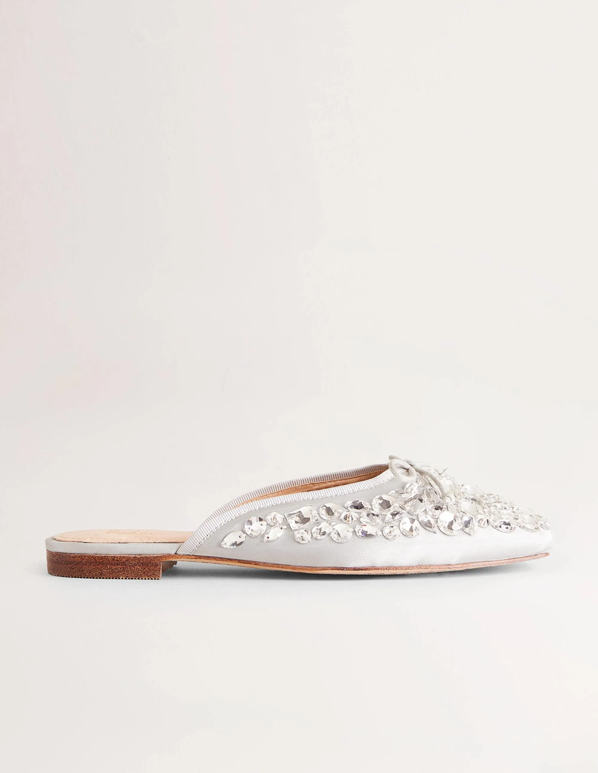 Jewelled Flat Mules-Silver