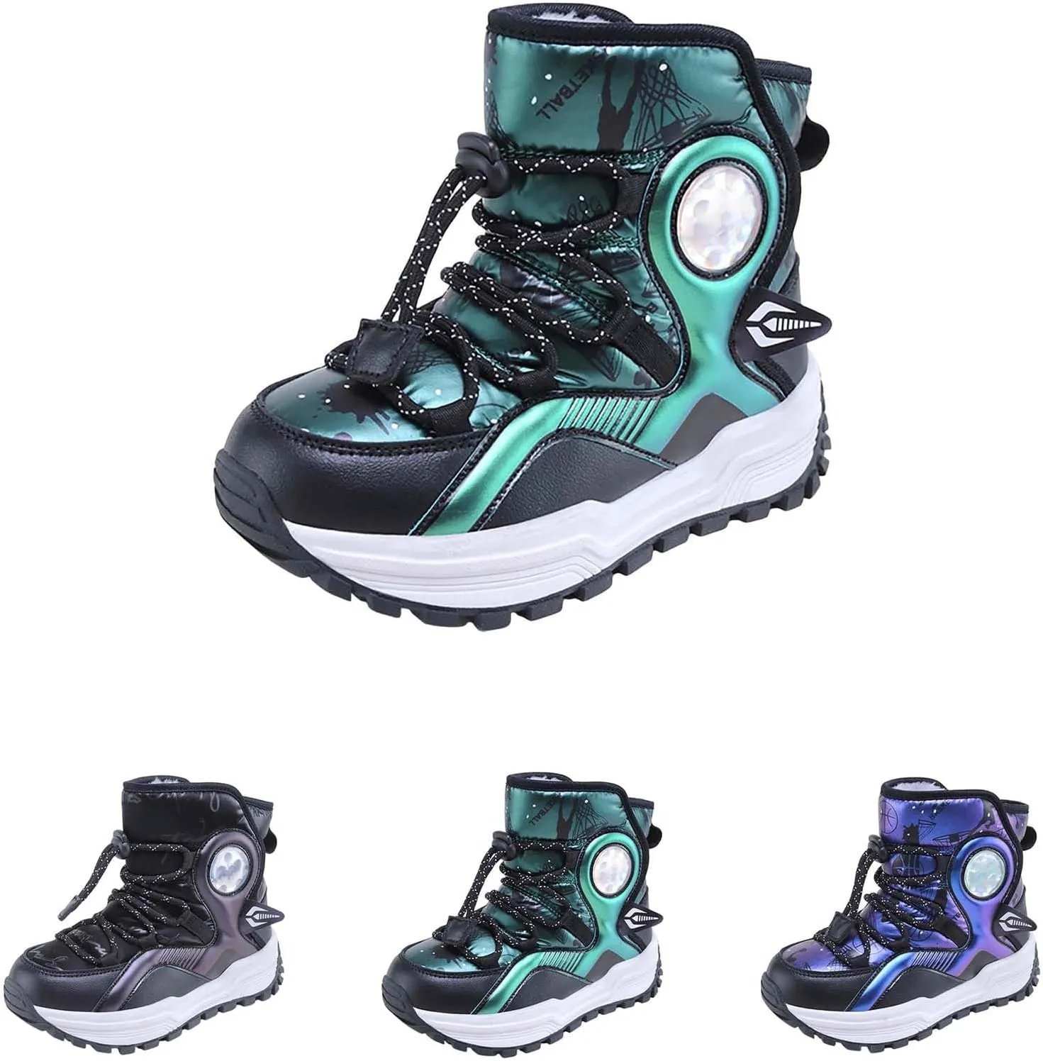 Kids Girls Thickened Warm Snow Boots Insulated Faux Fr Comfort Cozy Lined Water-esistant Non-Slip Riding Boots