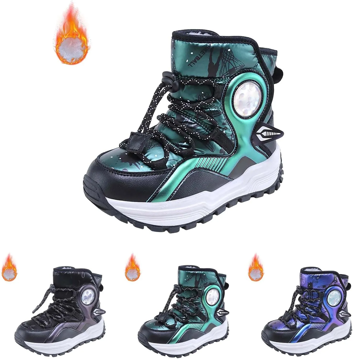 Kids Girls Thickened Warm Snow Boots Insulated Faux Fr Comfort Cozy Lined Water-esistant Non-Slip Riding Boots