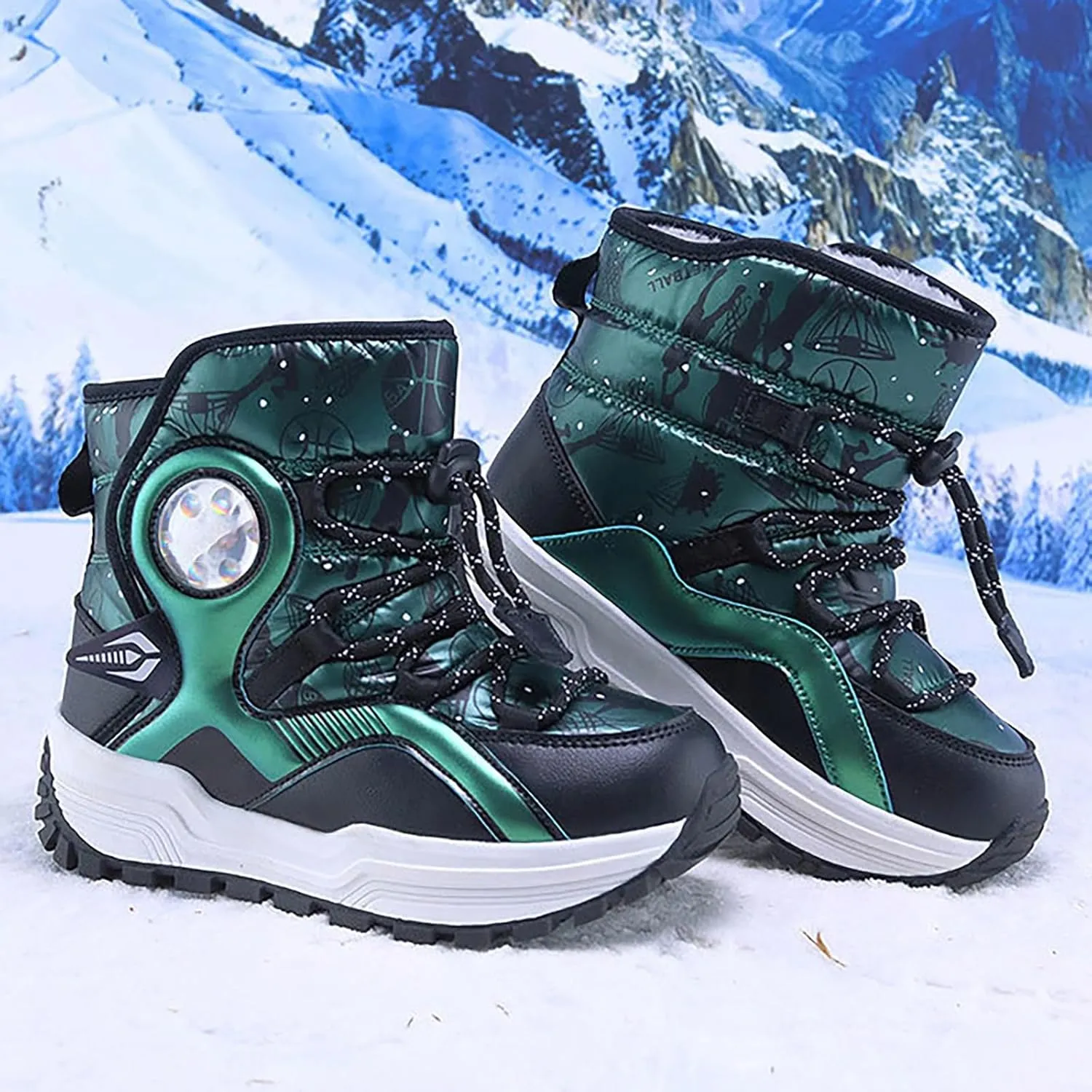 Kids Girls Thickened Warm Snow Boots Insulated Faux Fr Comfort Cozy Lined Water-esistant Non-Slip Riding Boots