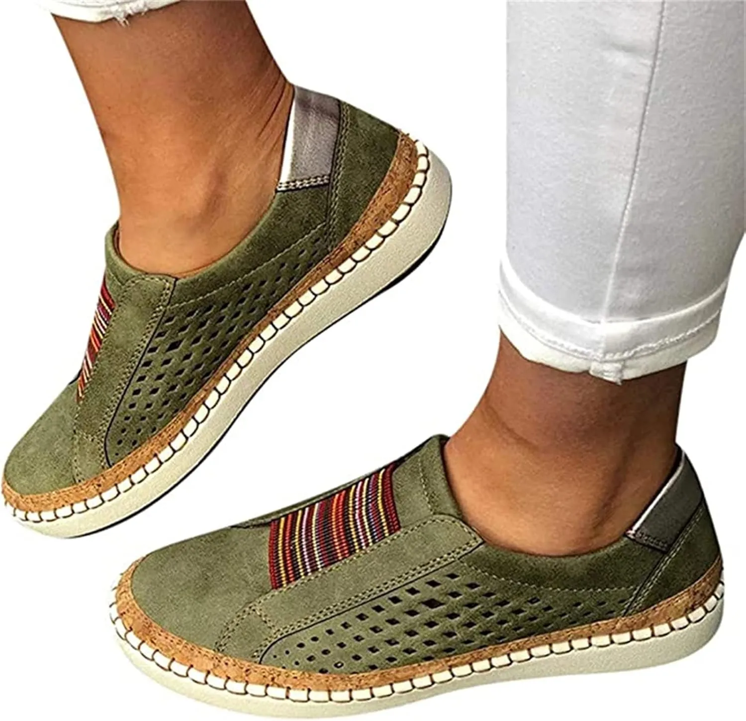 Ladmiple Womens Shoes Dressy Casual Loafers Slip on Low Top Canvas Walking Shoes Fashion Cute Comfortable Flats Sneakers