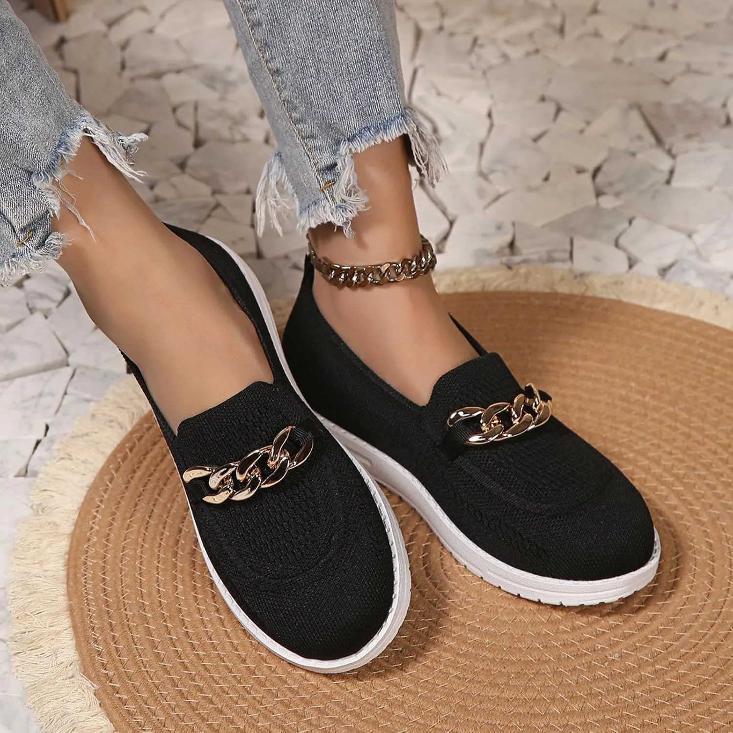 Loafers for Women Breathable Orthopedic Sneakers Trendy Mesh Walking Shoes Athletic Wide Width Sneakers Tennis Shoes