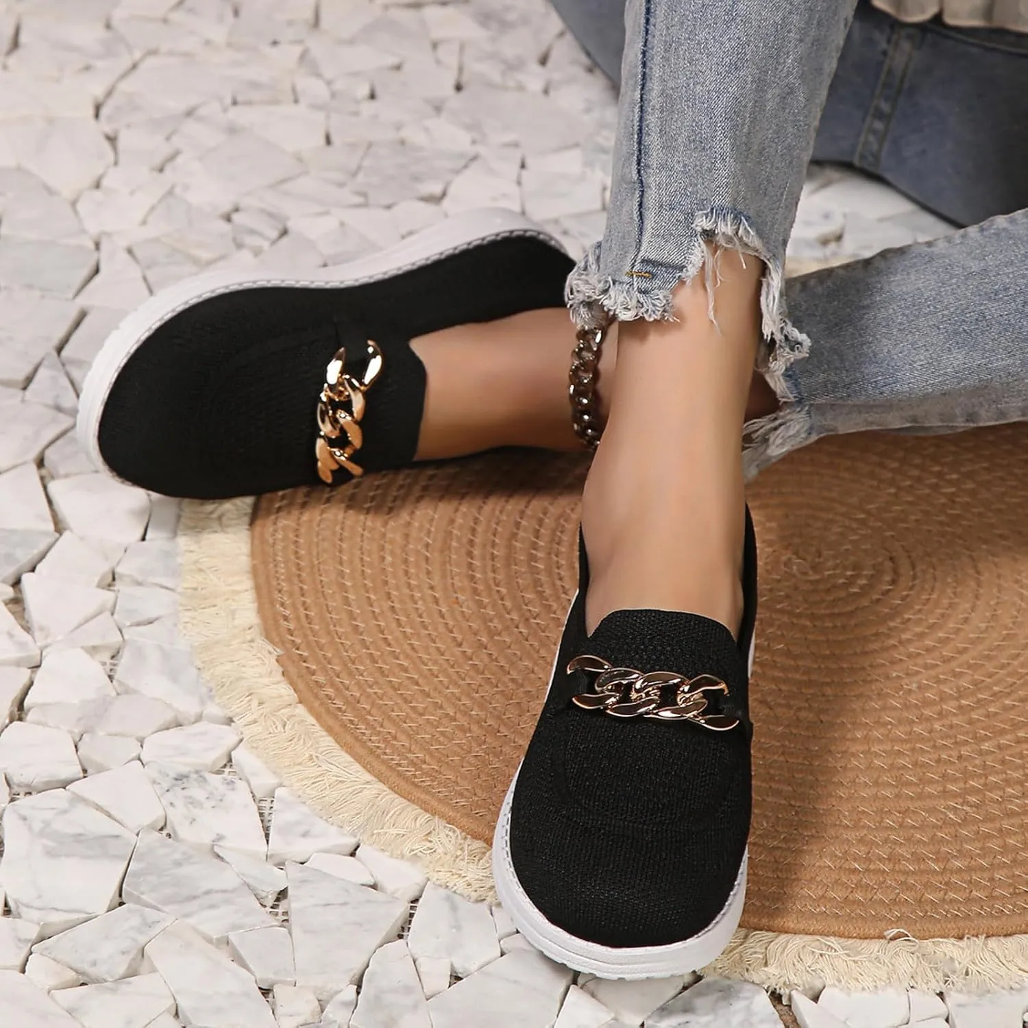 Loafers for Women Breathable Orthopedic Sneakers Trendy Mesh Walking Shoes Athletic Wide Width Sneakers Tennis Shoes