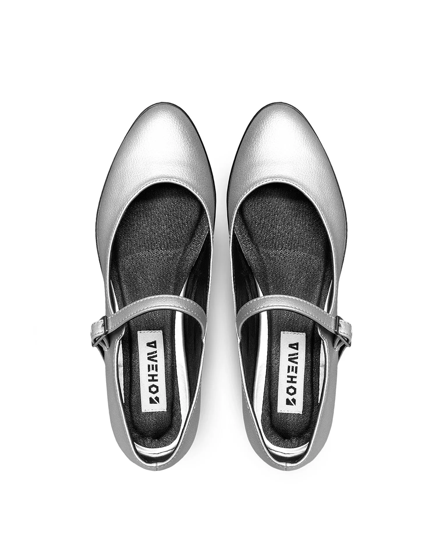 Mary Jane Pumps Silver ballerinas made of Vegea grape leather