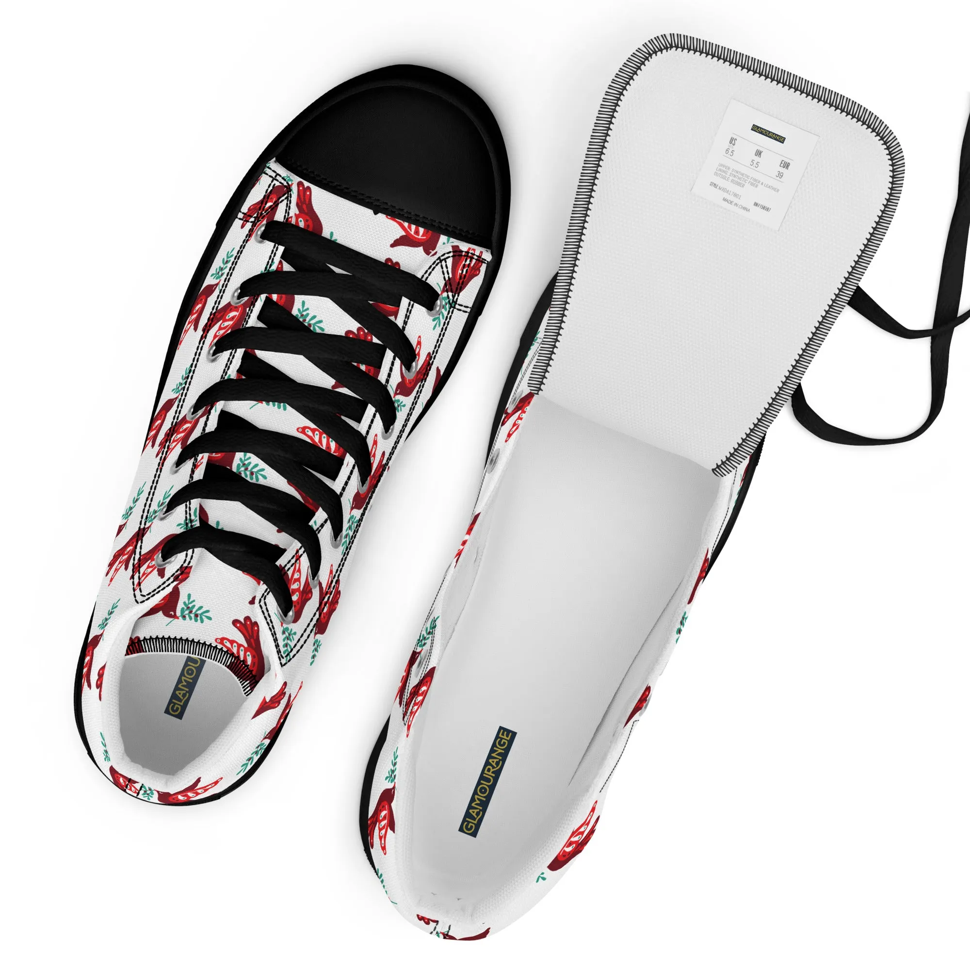 Men Christmas High Top Canvas Shoes (Glamourange Holiday Magic Canvas Shoes For Men - 002)
