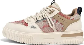 Mens and Womens Anti Slip Thick Soled Skateboard Shoes with Lace Up Low Top Casual Sneakers Comfortable Short Distance Running Shoes Breathable Outdoor Hiking Shoes Fitness Training Shoes