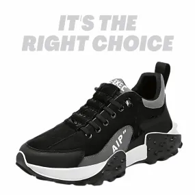 Men's Casual Shoes Thick Base Sneakers - Comfortable and Stylish Black Sneakers