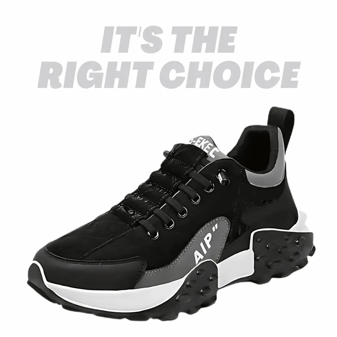 Men's Casual Shoes Thick Base Sneakers - Comfortable and Stylish Black Sneakers