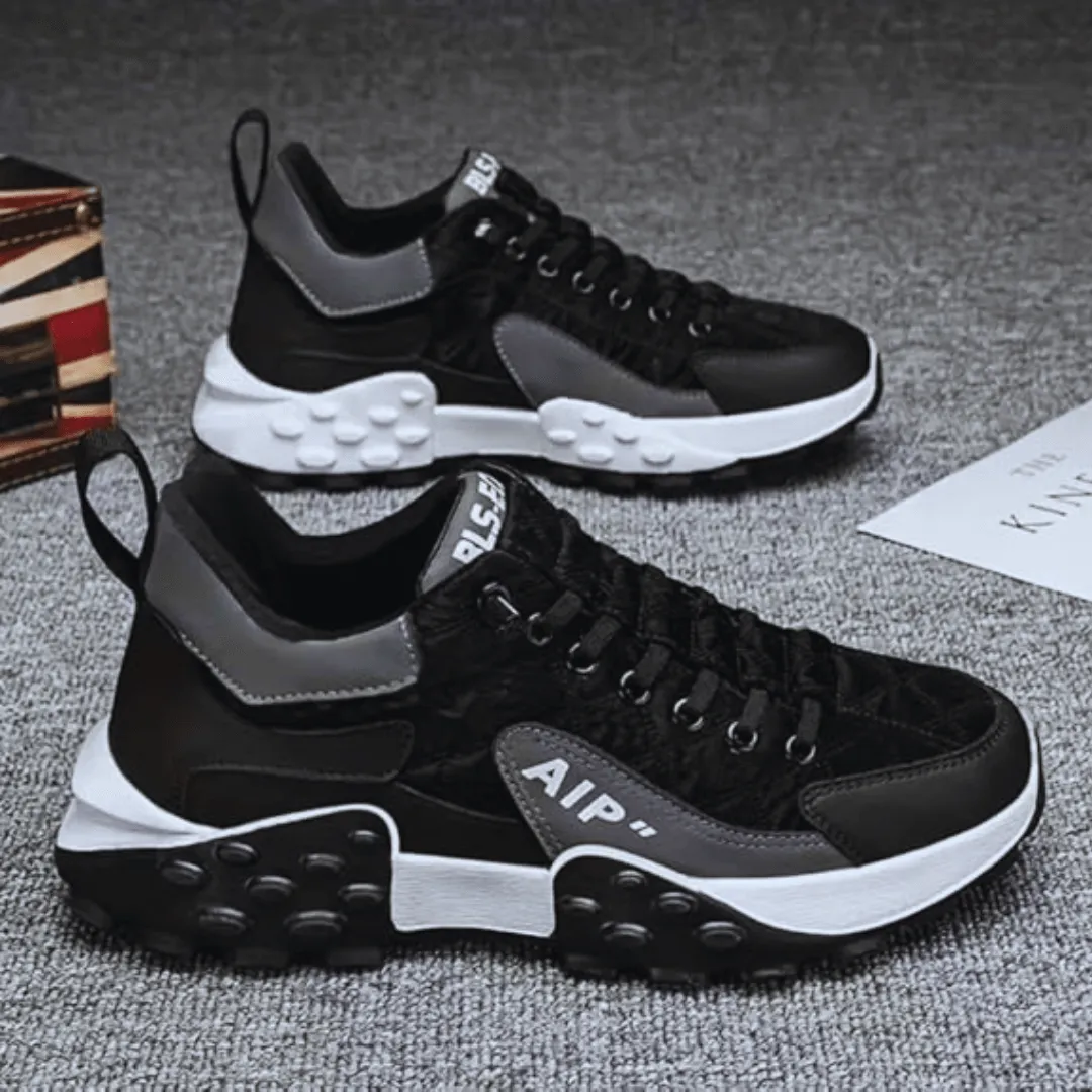 Men's Casual Shoes Thick Base Sneakers - Comfortable and Stylish Black Sneakers
