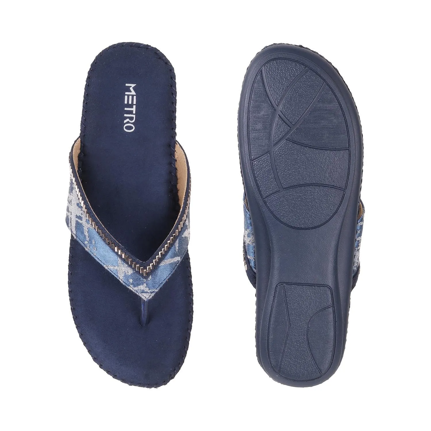Metro Women Blue Flat Comfort Sandal UK/7 EU/40 (44-32)