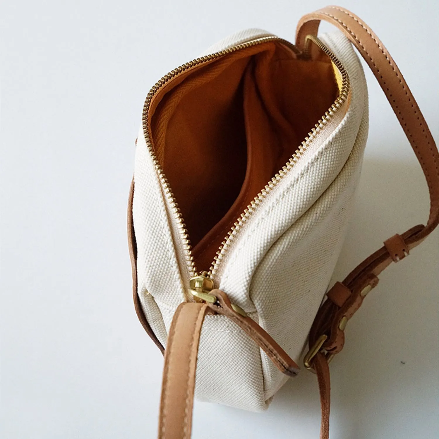 Mini Phone Bag,Canvas Vegetable-Tanned Leather Crossbody Bag-i7bags