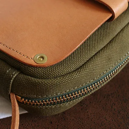 Mini Phone Bag,Canvas Vegetable-Tanned Leather Crossbody Bag-i7bags