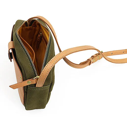 Mini Phone Bag,Canvas Vegetable-Tanned Leather Crossbody Bag-i7bags